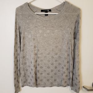 F21 Grey & Silver Polka Dot Pattern Long Sleeve Sweater